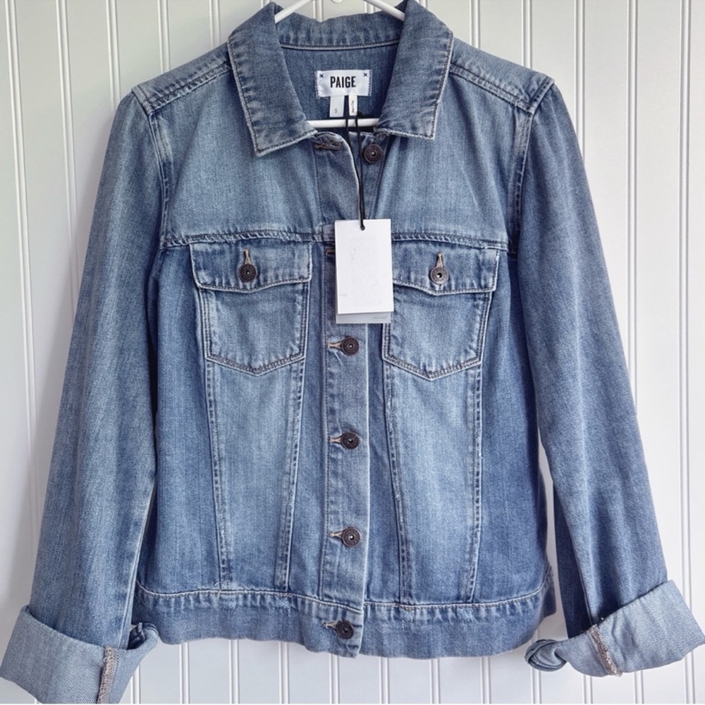 PAIGE Classic Medium Wash Soft Denim Jacket NWT Size S - Picture 14 of 15
